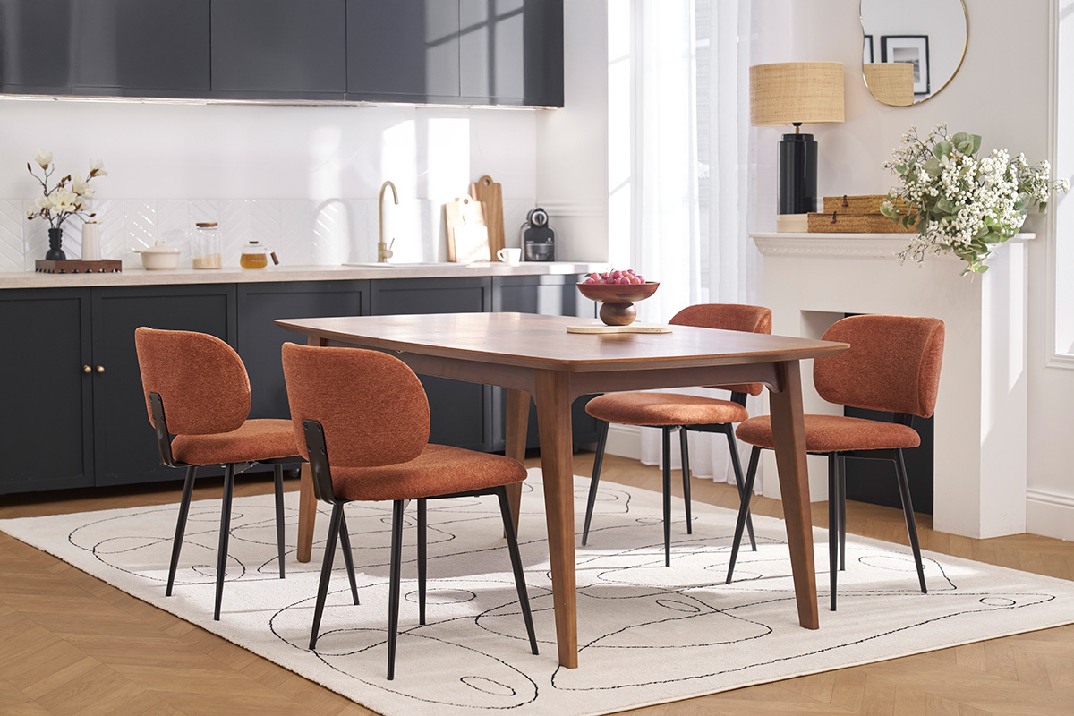 Sillas de tela de terciopelo texturizado beige y metal negro (juego de 2) ATRIUM