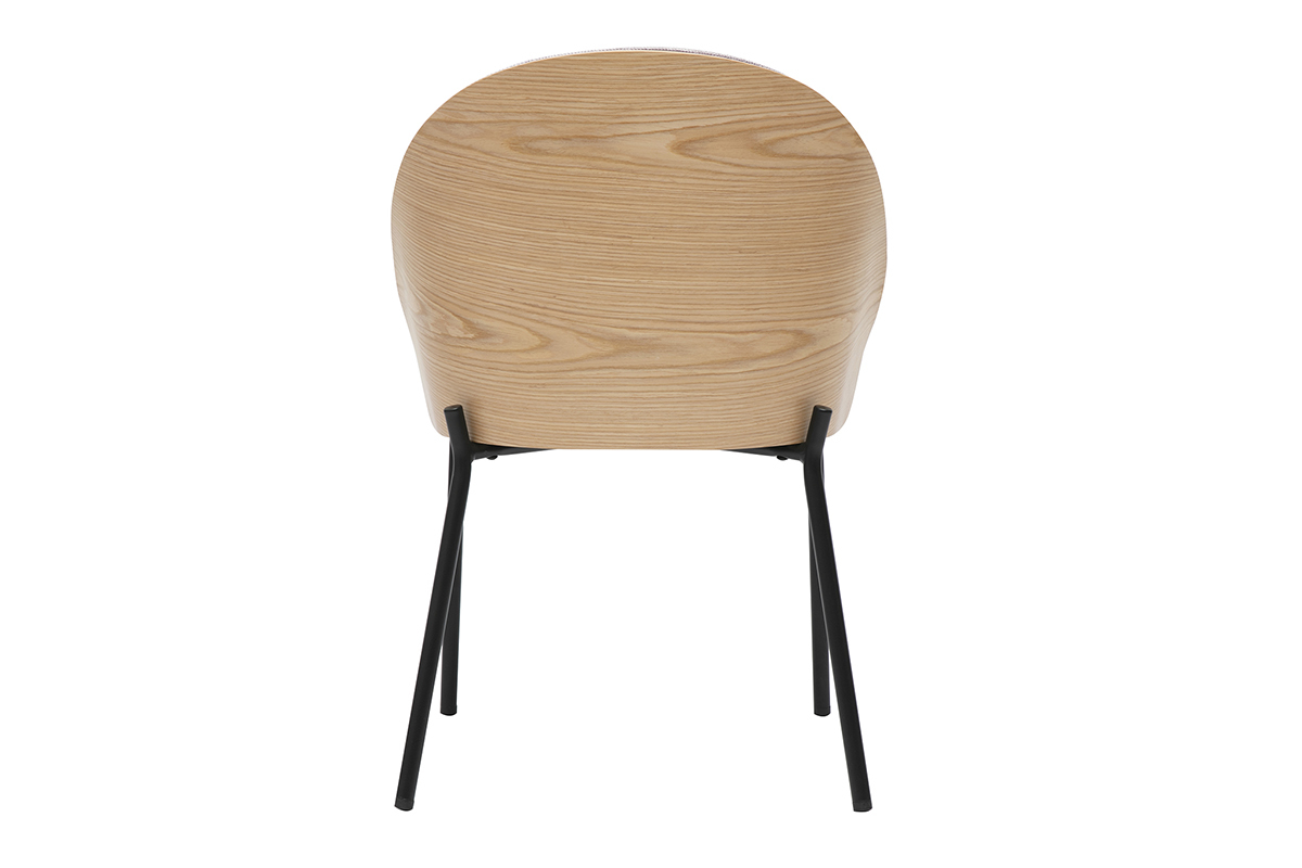 Silla TUCSON vista desde atr�s, madera clara y patas de metal negro.