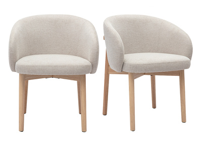 Sillas de tela efecto terciopelo texturizado beige y madera clara (lote de 2) TORVI