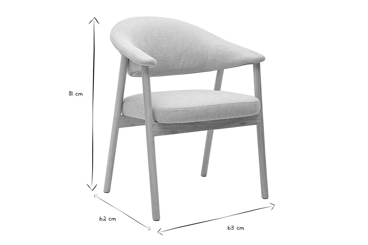 Dimensiones de la silla GIULIA: 81 cm de altura, 62 cm de anchura, 63 cm de profundidad, en negro y blanco.