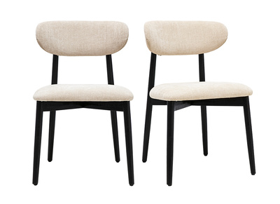 Sillas de tela efecto terciopelo texturizado beige y madera negra (juego de 2) SIAME