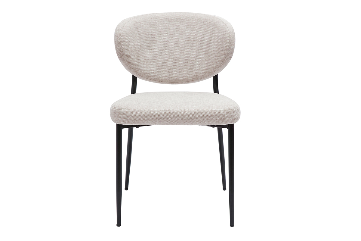 Sillas de tela efecto terciopelo texturizado beige y metal negro (juego de 2) BREKA