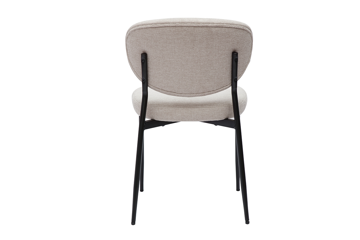 Sillas de tela efecto terciopelo texturizado beige y metal negro (juego de 2) BREKA