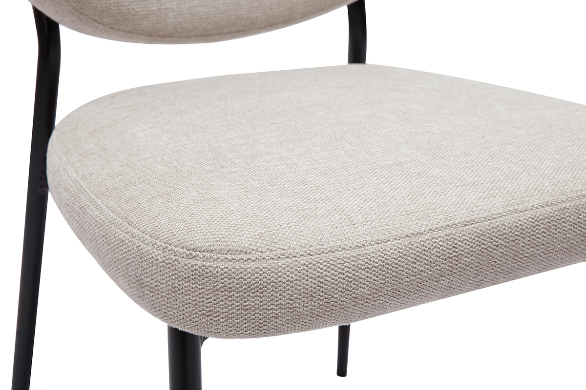 Sillas de tela efecto terciopelo texturizado beige y metal negro (juego de 2) BREKA
