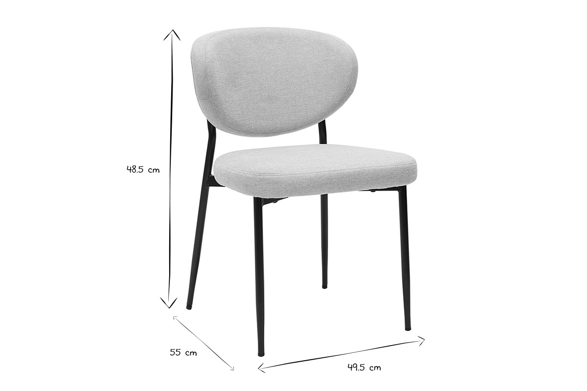 Sillas de tela efecto terciopelo texturizado beige y metal negro (juego de 2) BREKA