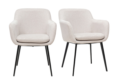 Sillas de tela efecto terciopelo texturizado beige y metal negro (lote de 2) AMIKA