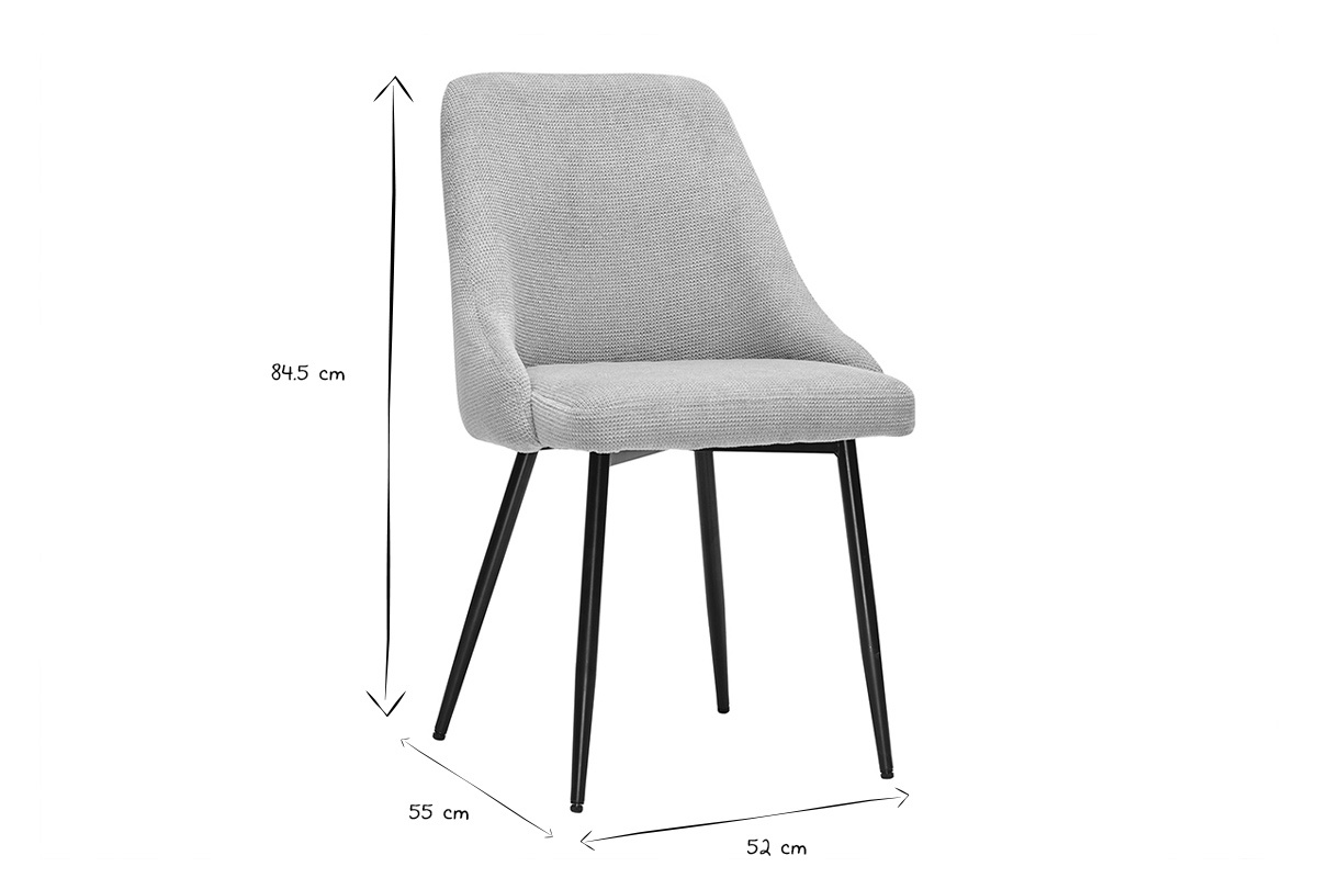 Sillas de tela efecto terciopelo texturizado beige y metal negro (lote de 2) HASTA