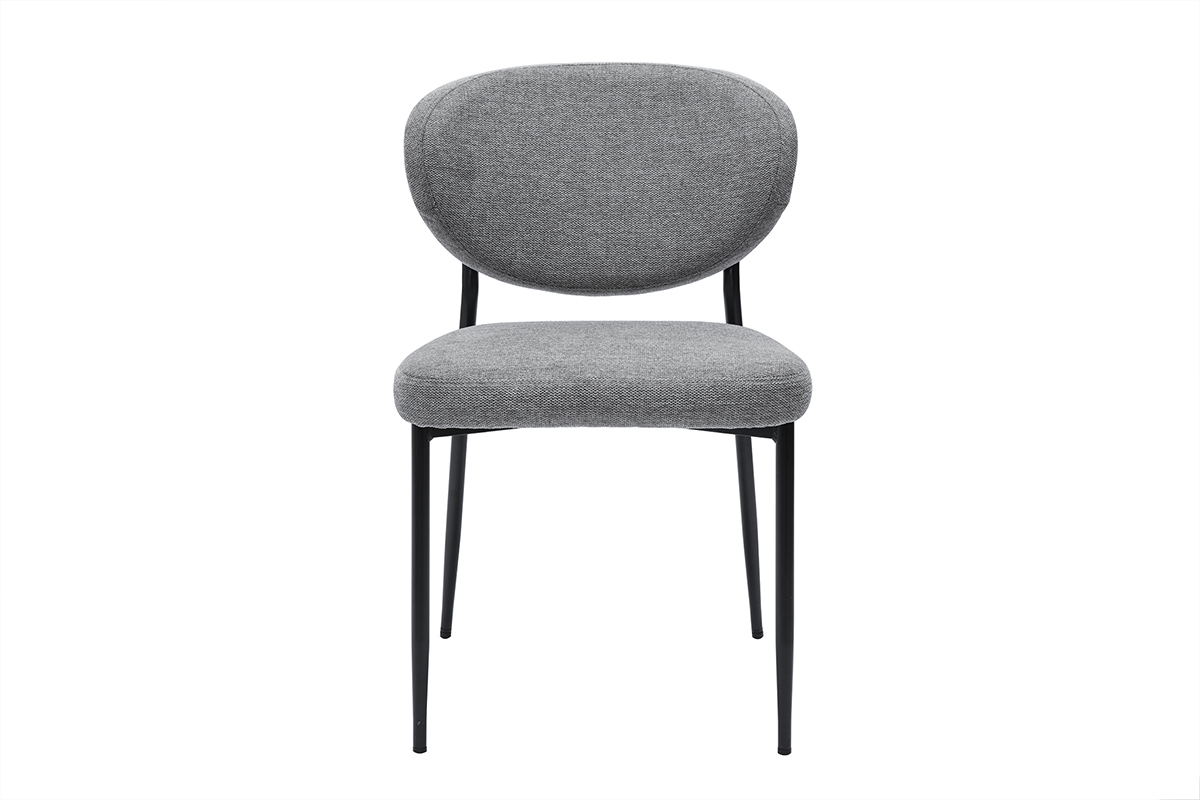 Sillas de tela efecto terciopelo texturizado gris y metal negro (juego de 2) BREKA