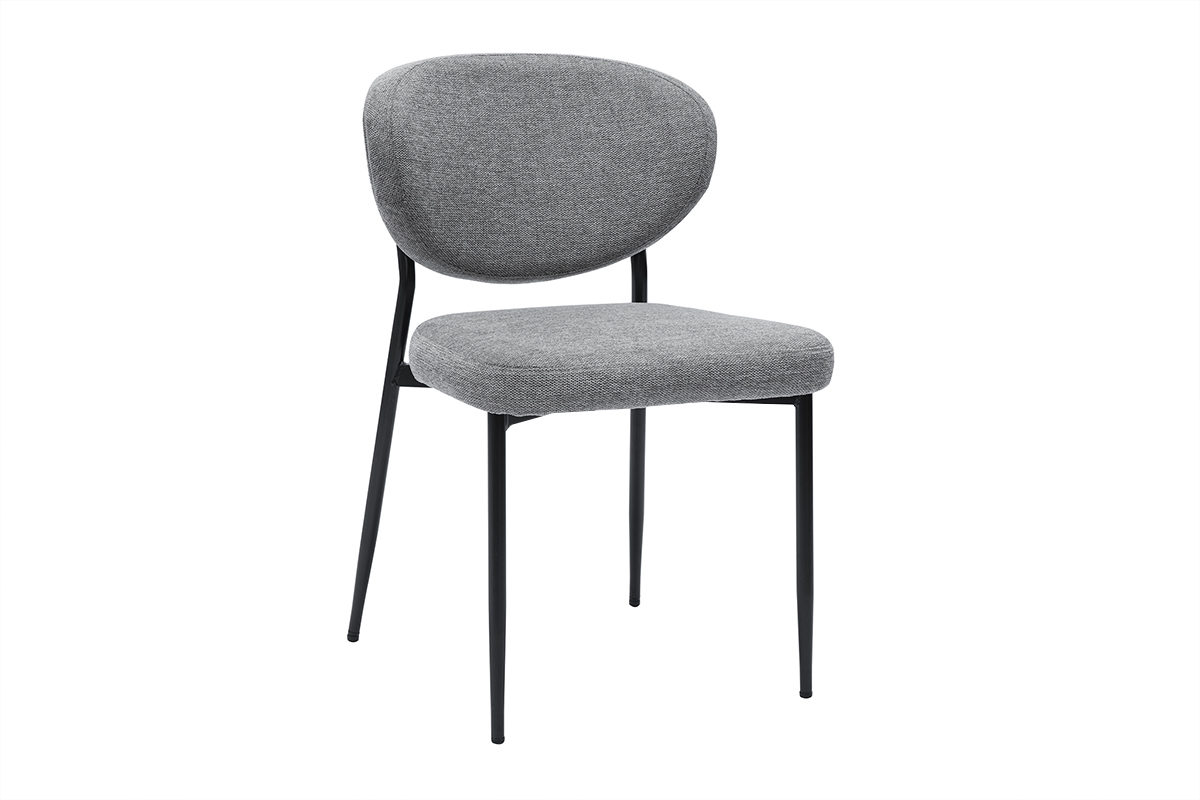 Sillas de tela efecto terciopelo texturizado gris y metal negro (juego de 2) BREKA