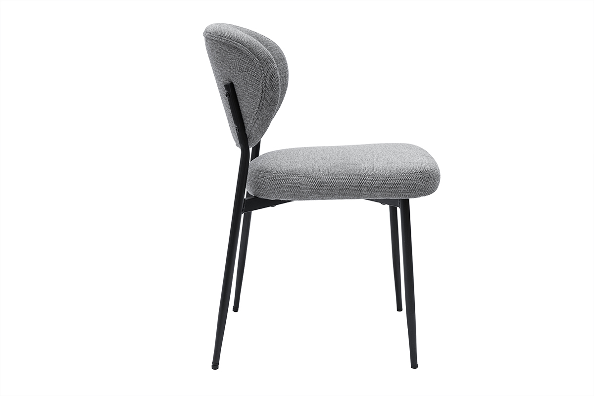 Sillas de tela efecto terciopelo texturizado gris y metal negro (juego de 2) BREKA