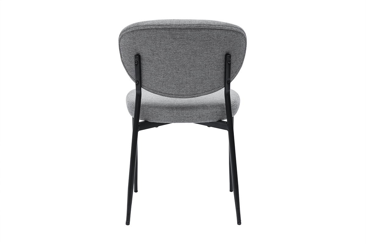 Sillas de tela efecto terciopelo texturizado gris y metal negro (juego de 2) BREKA