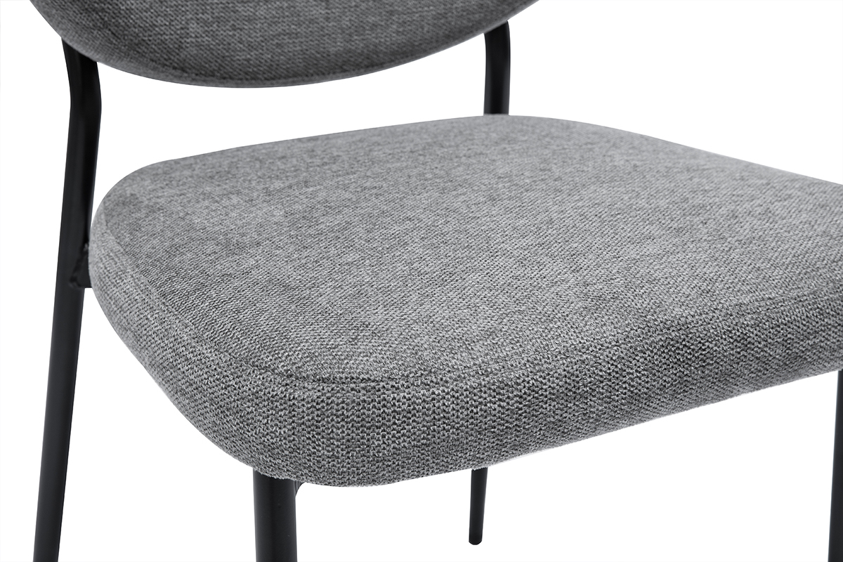 Sillas de tela efecto terciopelo texturizado gris y metal negro (juego de 2) BREKA