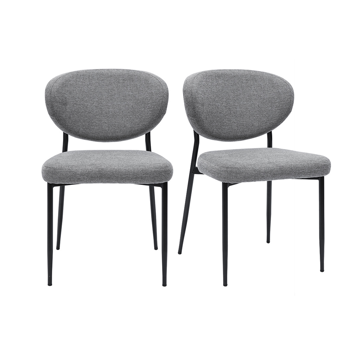 Sillas de tela efecto terciopelo texturizado gris y metal negro (juego de 2) BREKA