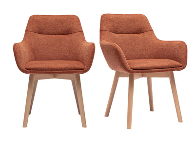 Sillas de tela efecto terciopelo texturizado tierra quemada y madera clara (juego de 2) ALESS