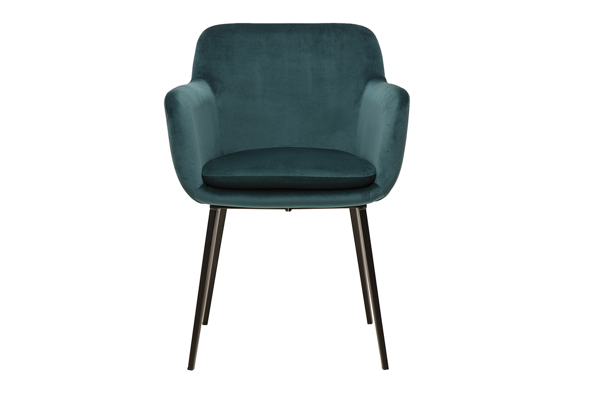 Sillas de terciopelo azul petrleo y metal negro (pack de 2) AMIKA