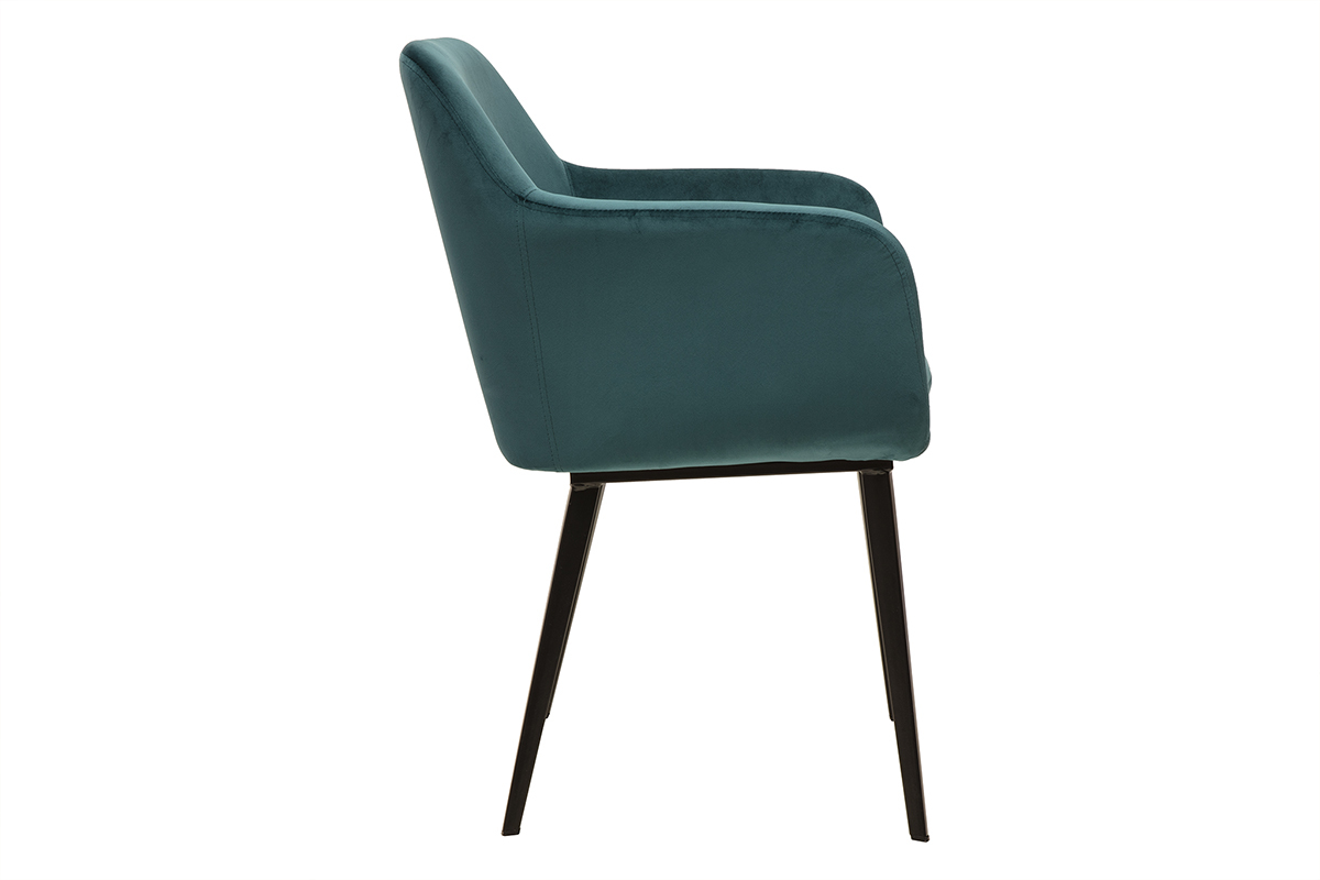 Sillas de terciopelo azul petrleo y metal negro (pack de 2) AMIKA