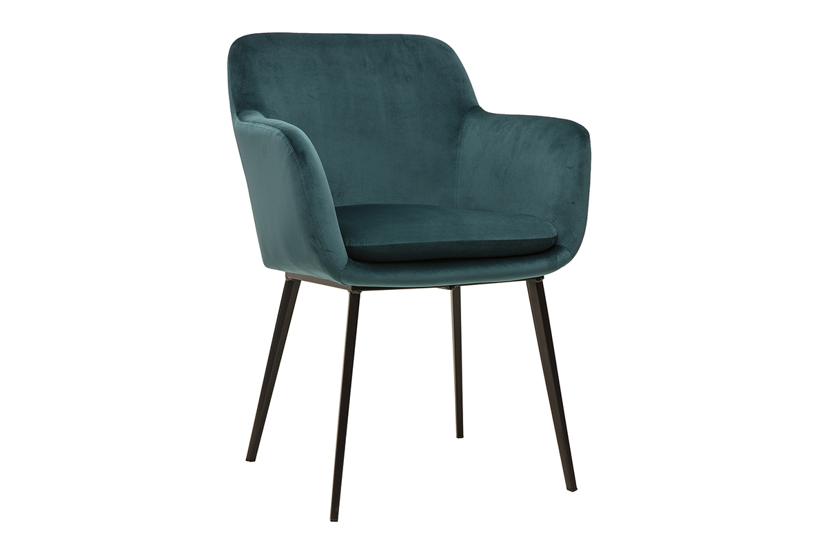 Sillas de terciopelo azul petrleo y metal negro (pack de 2) AMIKA