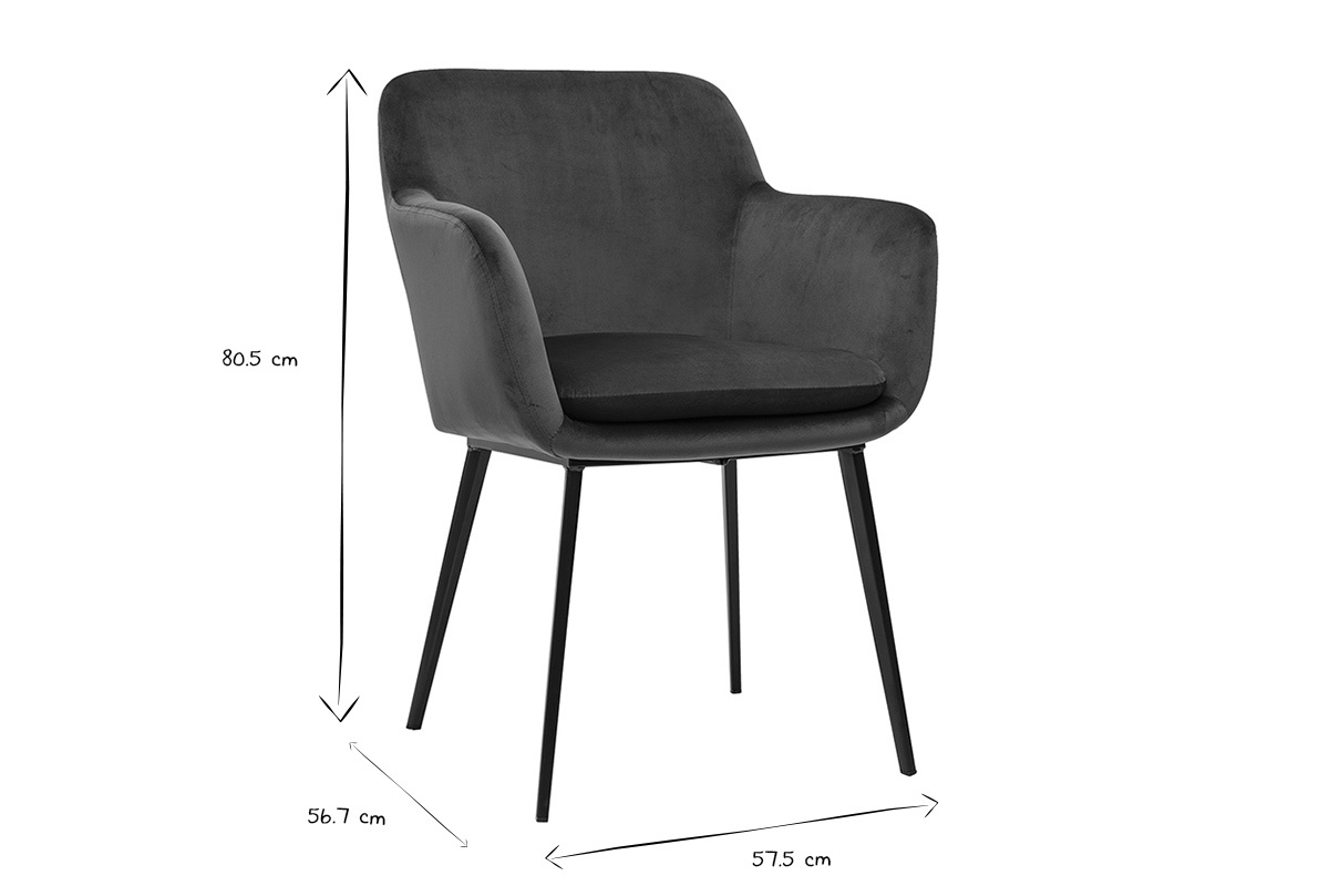 Sillas de terciopelo azul petrleo y metal negro (pack de 2) AMIKA