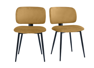 Sillas de terciopelo bronce y metal negro (juego de 2) ATRIUM