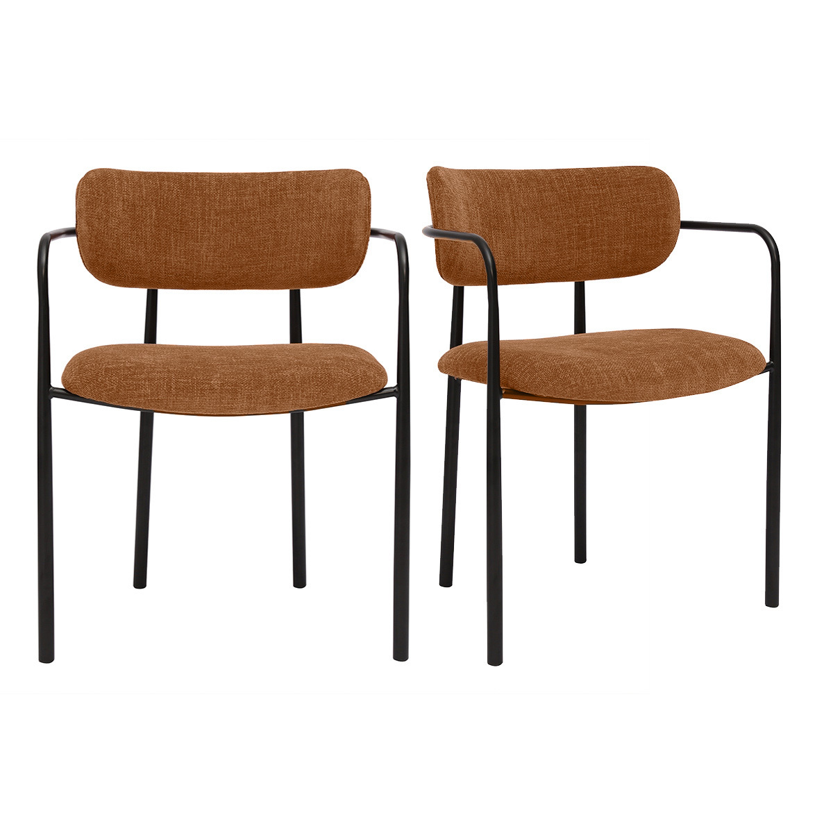 Sillas de terciopelo texturizado en color terracota y metal negro (juego de 2) SWIFT