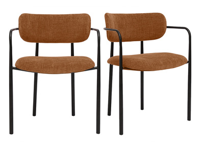 Sillas de terciopelo texturizado en color terracota y metal negro (juego de 2) SWIFT