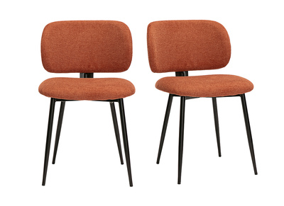 Sillas de terciopelo texturizado en tono tierra quemada y metal negro (juego de 2) ATRIUM