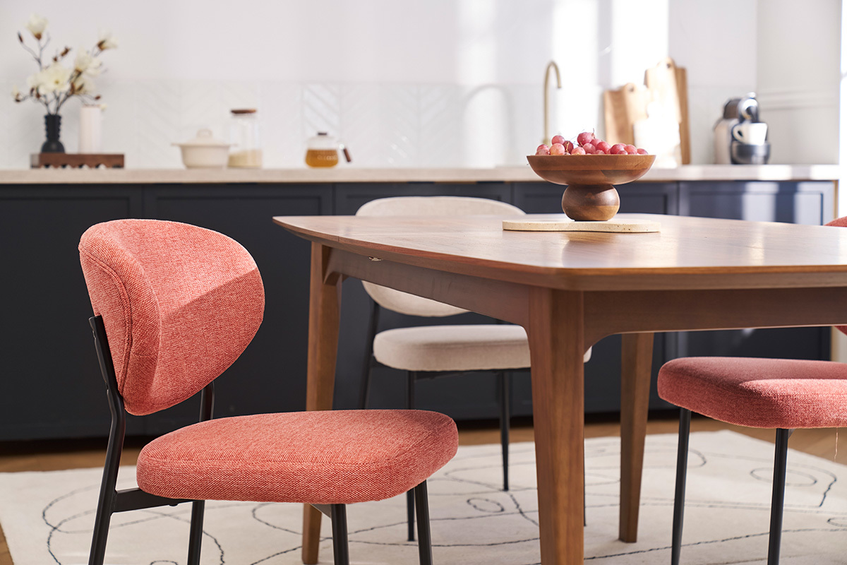 Sillas de terciopelo texturizado terracota y metal negro (paquete de 2) BREKA