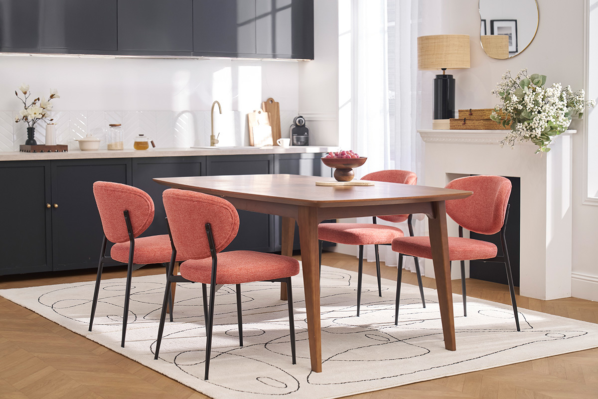 Sillas de terciopelo texturizado terracota y metal negro (paquete de 2) BREKA