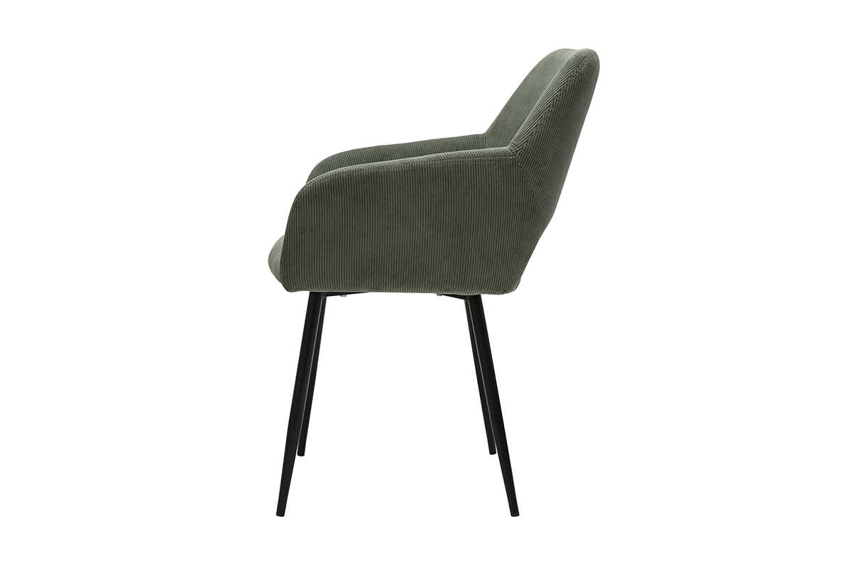 Sillas de terciopelo verde caqui y metal negro (juego de 2) LAURETTE