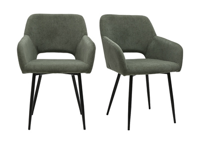 Sillas de terciopelo verde caqui y metal negro (juego de 2) LAURETTE