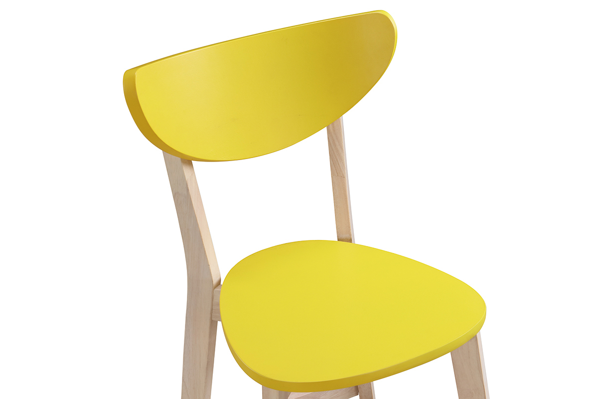 Sillas dise�o amarillo patas madera LEENA (lote de 2)