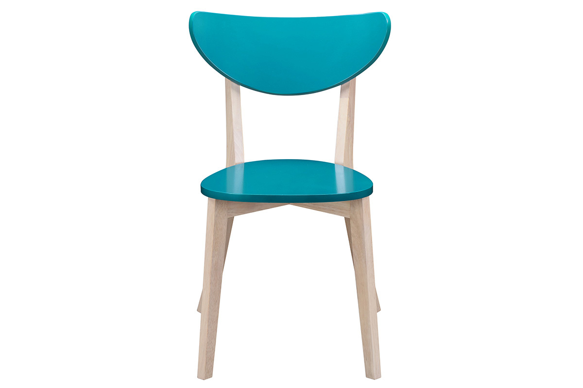 Sillas diseo azul petrleo patas madera LEENA (lote de 2)