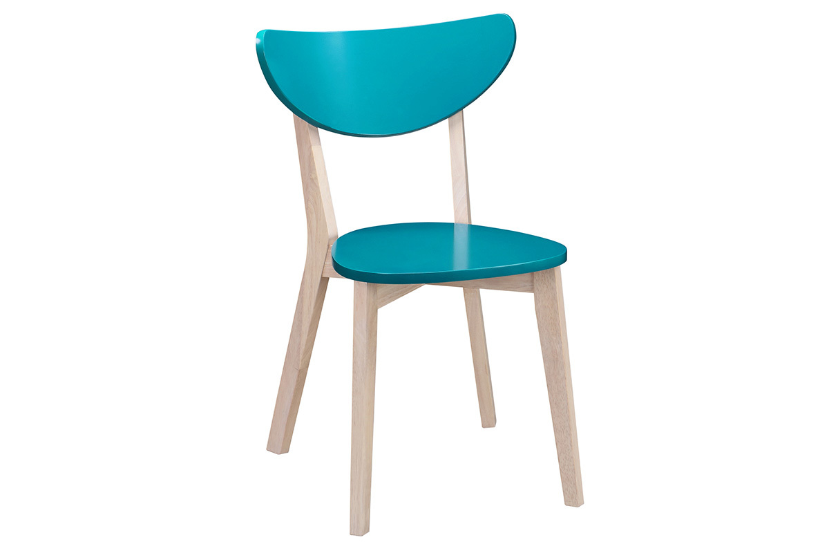 Sillas diseo azul petrleo patas madera LEENA (lote de 2)