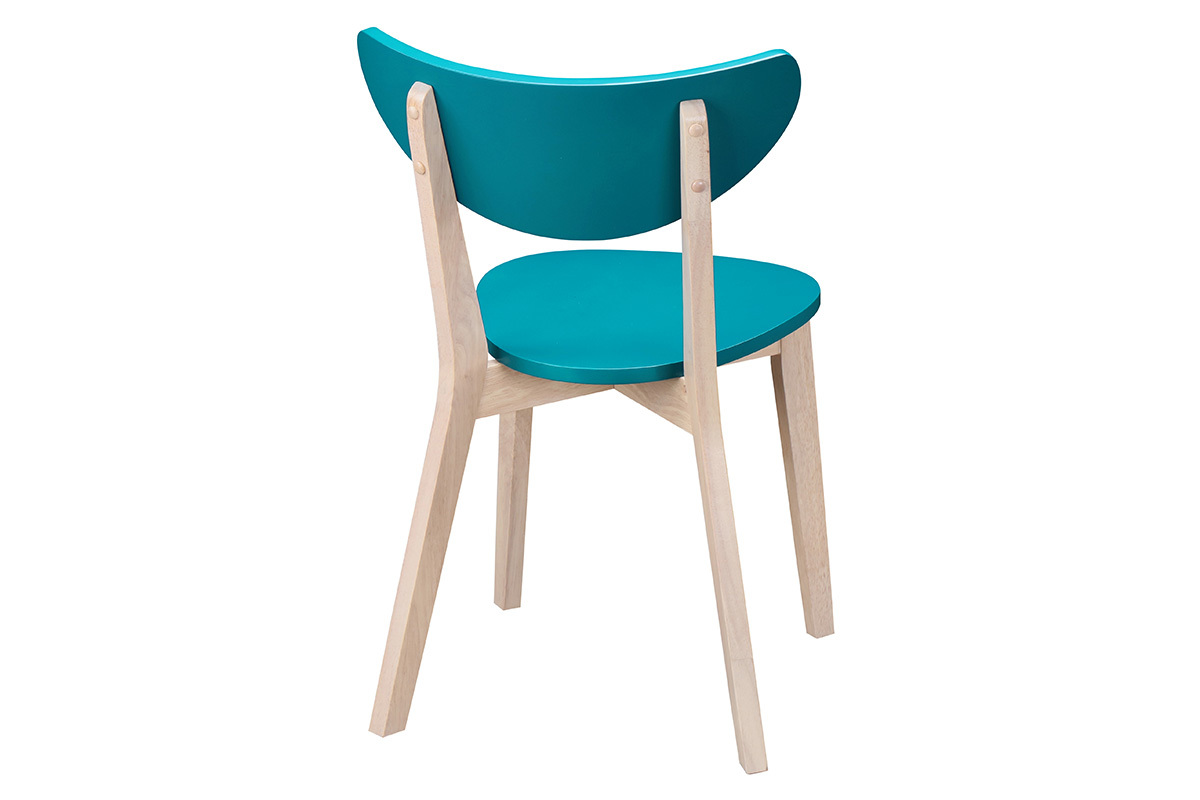 Sillas diseo azul petrleo patas madera LEENA (lote de 2)