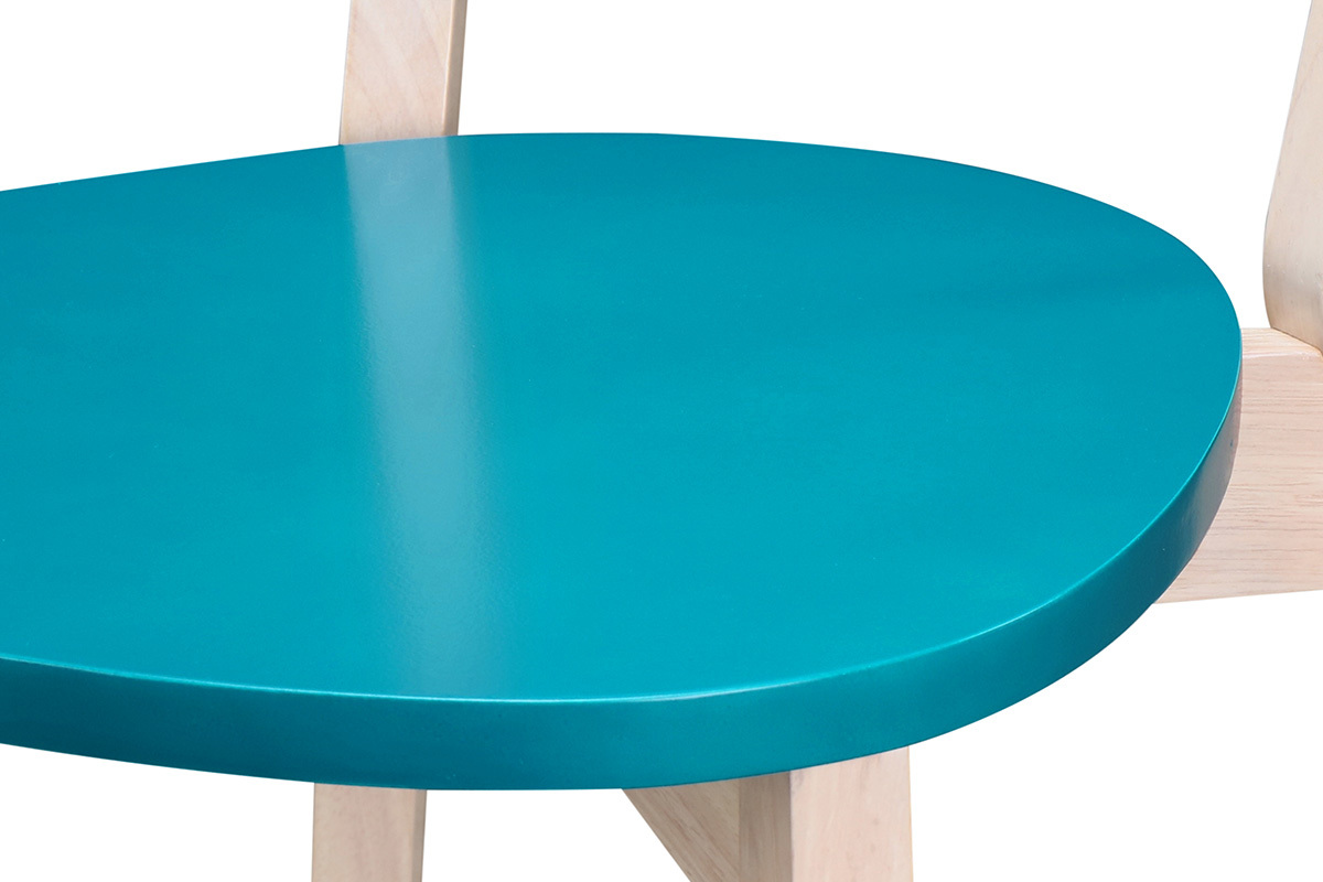 Sillas diseo azul petrleo patas madera LEENA (lote de 2)