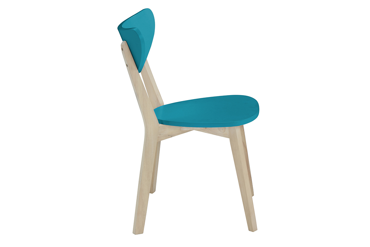 Sillas diseo azul petrleo patas madera LEENA (lote de 2)
