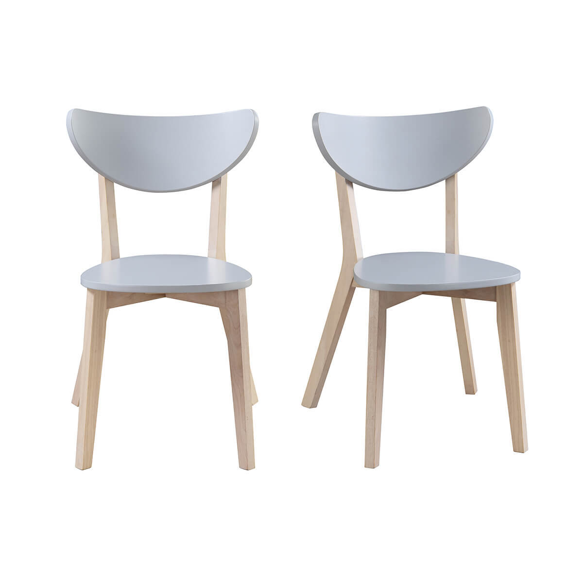 Sillas diseño gris patas madera LEENA (lote de 2)