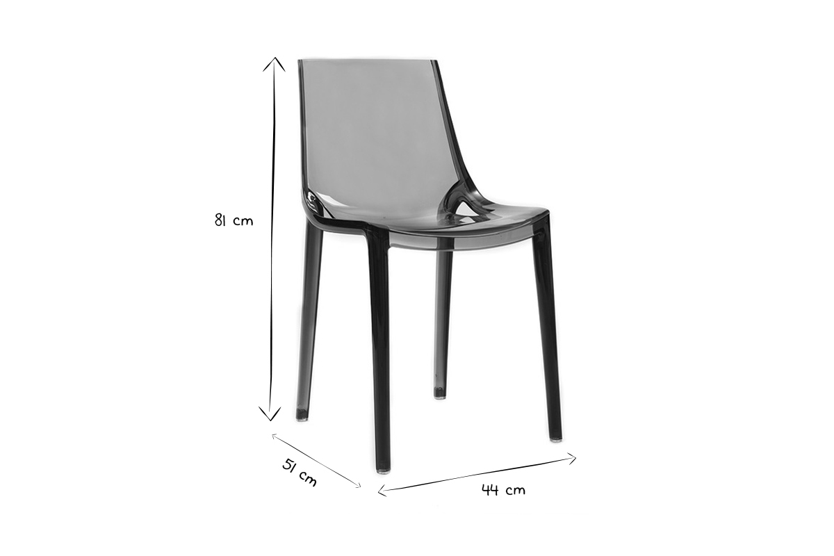 Sillas diseo grises ahumado lote de 2 interior / exterior YZEL