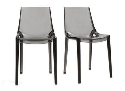 Sillas diseño grises ahumado lote de 2 interior / exterior YZEL