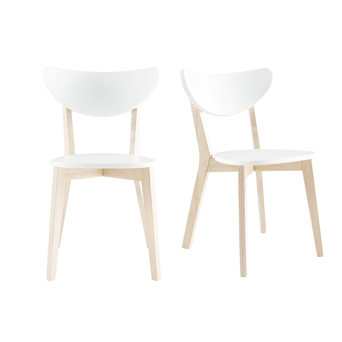 Sillas diseño madera y laminado blanco LEENA (lote de 2)