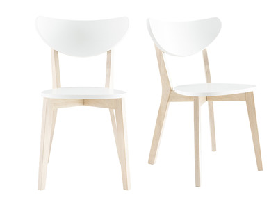 Sillas diseño madera y laminado blanco LEENA (lote de 2)