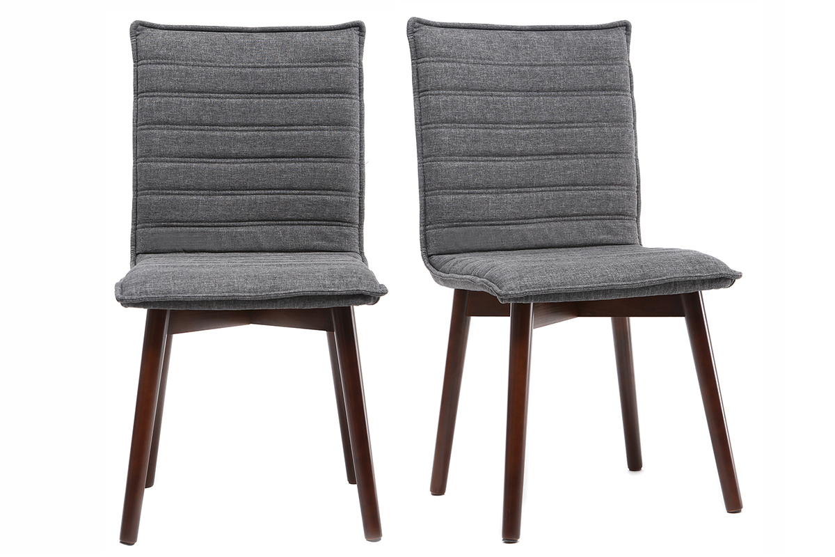 Sillas dise�o tejido gris antracita patas madera oscura lote de 2 IZAL