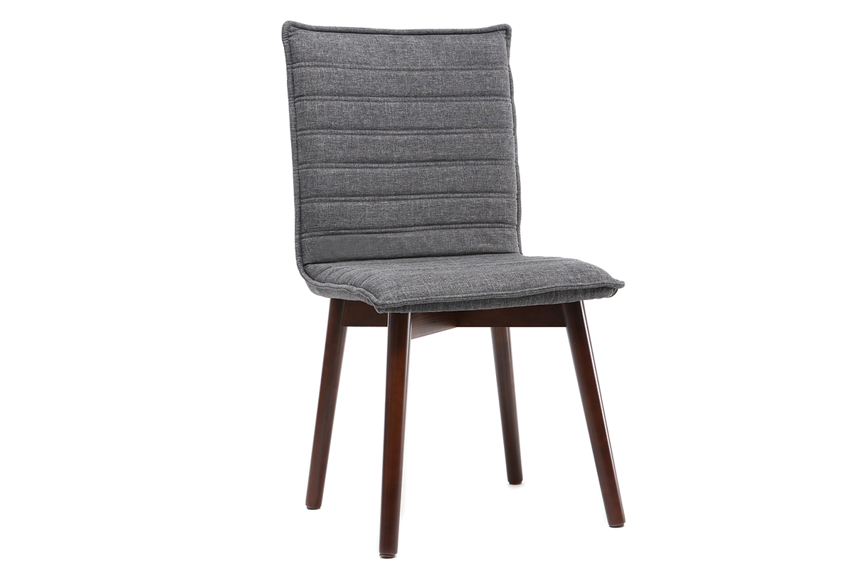 Sillas dise�o tejido gris antracita patas madera oscura lote de 2 IZAL
