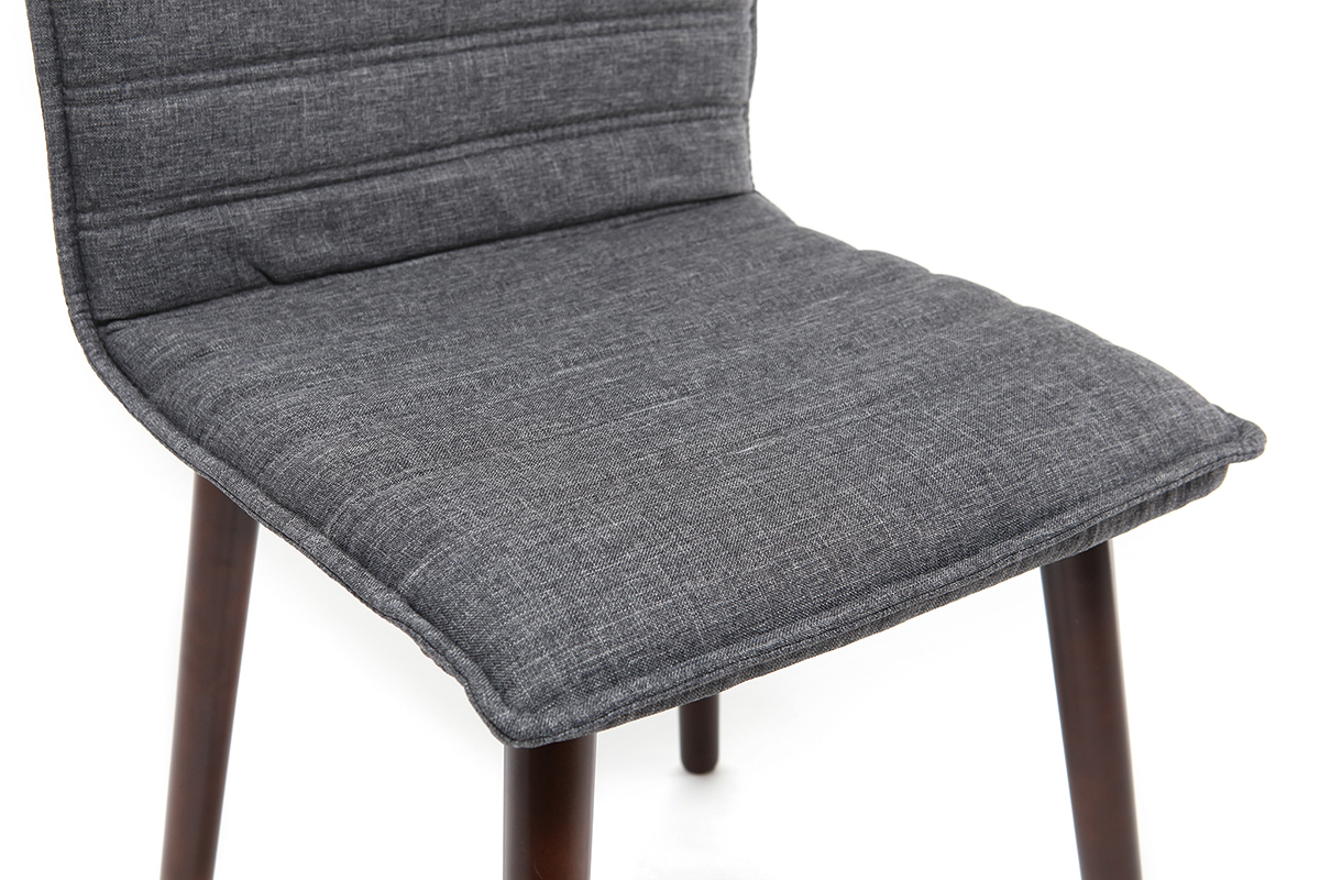 Sillas dise�o tejido gris antracita patas madera oscura lote de 2 IZAL