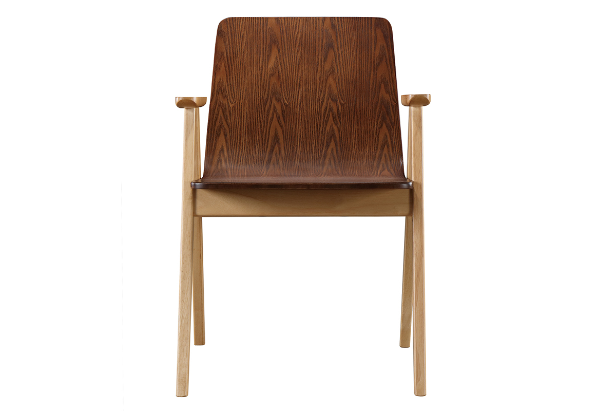 Sillas diseo vintage roble y nogal lote de 2 DANA