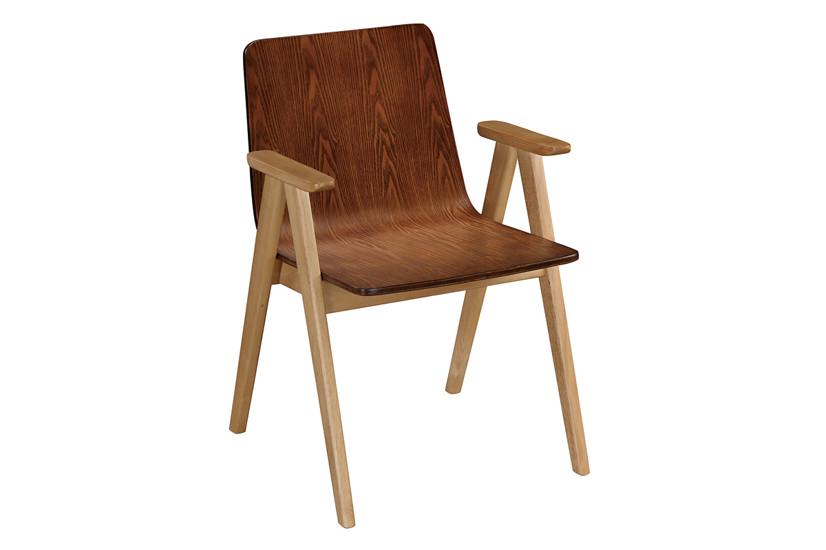 Sillas diseo vintage roble y nogal lote de 2 DANA