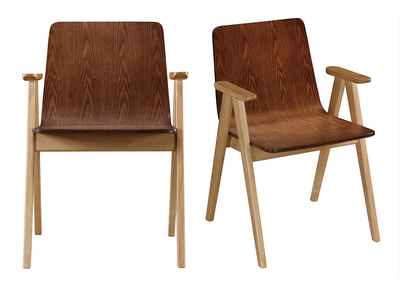 Sillas dise&ntilde;o vintage roble y nogal lote de 2 DANA