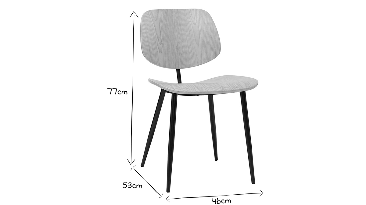 Sillas en madera clara y metal negro (lote de 2) TOBIAS