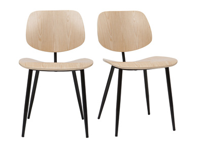 Sillas en madera clara y metal negro (lote de 2) TOBIAS