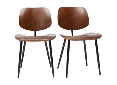 Sillas en madera oscura y metal negro (lote de 2) TOBIAS
